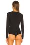 Women's Long Sleeve V-Neck Silk Jersey Bodysuit - 4