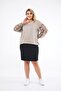 Women's Beige Sleeve Tulle Embroidered Sweat