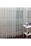Ecru Knitted Transverse Striped Tulle Curtain, 450x260, Sparse Pleat, 1/2 - 6