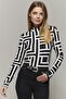 Women's Black-White Half Fisherman Patterned Blouse LPP1133-1 - 3