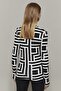 Women's Black-White Half Fisherman Patterned Blouse LPP1133-1 - 5