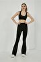 Women's Black High Waist Flared Leg Leggings ISP745 - 2