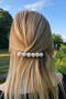 Pearl Hair Clip Automatic Peas Pearl Cream - 4