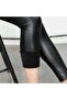 Women's Black Faux Leather Leggings - 3