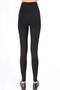 Women's Black Wide Waist Belted Steel Knitted Tights - 4
