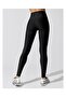 Women's Black High Waist Belted Gathering Shiny Disco Leggings - 3