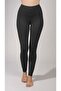 Women's Black High Waist Belted Gathering Shiny Disco Leggings - 5