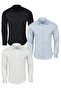 Black White Blue 3-Piece Matte Satin Super Slim Fit Shirt