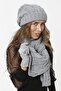 Women's Knitwear Knitting Model Gray Scarf Beret Glove Set