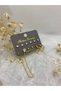 Multiple, Heart and Chain Cartilage Gold Earrings