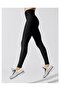 Women's Black High Waist Belted Gathering Shiny Disco Leggings - 4