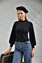 Women's Black Drop Crepe Blouse - 7