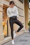 Women's Black High-Waist Shaping Shiny Disco Leggings | Scuba Crepe Fabric | Shapes at Least 1 Size Down - 4