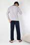 100% Cotton Single Jersey Shirt with Pocket Men's Pajama Set 955 - 3