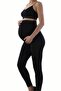 Women's Black Straight Long Combed Cotton Maternity Leggings Trousers 4073 - 2