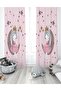 Pink Princess on the Moon Lightout Satin Background Curtain (Single Wing)