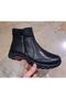 Genuine Leather Orthopedic Double Zipper Women's Black Boots