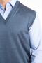 Men's V-Neck Wool Knitted Indigo Fine Knitwear Sweater - 3