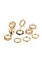 Taurus 10 Piece Bohemian Black Detailed Gold Ring Set - 2