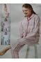Thick Striped Shirt Collar Front Buttoned Women's Pajamas Set