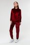 Burgundy Leg Elastic Women's Velvet Hoodie Suit - 2
