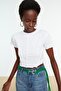 White 100% Cotton Rib Detailed Fitted Crew Neck Knitted Blouse TWOSS21BZ2050 - 4