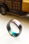 Gray Rainbow Thick 316L Steel Women Men Ring Wedding Band - 2