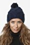 51u Pompom Knitwear Knitted Beanie - Navy Blue