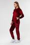 Burgundy Leg Elastic Women's Velvet Hoodie Suit - 3