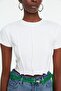 White 100% Cotton Rib Detailed Fitted Crew Neck Knitted Blouse TWOSS21BZ2050 - 2