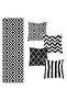 Black and White Geometric Drawings Designed Set of 4 Pouf Chair Cushions and 1 Runner - 2