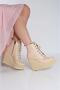Women's Zipped Cream Platform Women's Boots