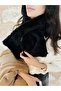 Double Sided Cow Pattern And Black Plush Scarf - 3