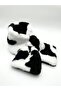 Double Sided Cow Pattern And Black Plush Scarf - 8
