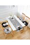Gray & Black Christmas Gift Packs Special Design 4 Round Pouf Chair Cushions 1 Runner Set