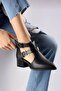 Moli Women's Laser Cut Double Buckle Black Shoes with Back Zipper - 2