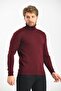 Regular Men's Knitwear Burgundy Sweater Full Turtleneck Winter