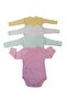 Double Breasted Long Sleeve Self Gloved Snap Fasten Baby Bodysuit Solid Color Bodysuit (Pack of 4)