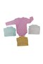 Double Breasted Long Sleeve Self Gloved Snap Fasten Baby Bodysuit Solid Color Bodysuit (Pack of 4) - 3
