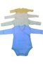 Double-Breasted Long Sleeved Baby Bodysuit with Gloves and Snaps, Solid Color Bodysuit, Pack of 4 - 5