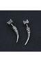 Vintage Long Spike Gothic Nails Design Zircon Stone Biker 316L Steel Earrings - 3