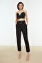 Black Belted Shiny Rhinestone Woven Trousers Tpraw20Pl0168