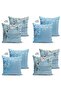 4-Piece Double Sided Suede Throw Pillow Cover Set with Branch and Flower Design on Blue Background - 2
