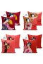 Double Sided Red Japanese Girls Designed 4-Piece Decorative Suede Throw Pillow Cover Set - 2