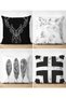Double Sided Black and White Colored 4-Piece Concept Suede Pillow Throw Pillow Cover Set