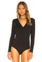 Women's Long Sleeve V-Neck Silk Jersey Bodysuit - 2