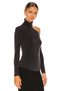 Women's Black Shoulder Cut Silk Jersey Blouse - 2