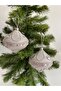 New Year New Year Special Luxury Authentic Embroidered Motif Glittered Stone Large Pine Tree Ornament 2 Pieces Silver Gray