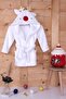 100% Polyester White Children's Hooded Dressing Gown Bathrobe Home Wear