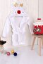 100% Polyester White Children's Hooded Dressing Gown Bathrobe Home Wear - 3